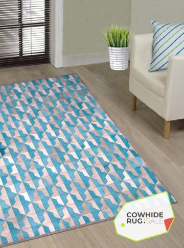 Blue And Gray Cowhide Rug 2