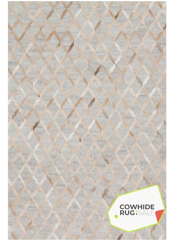 Latticed Cowhide Area Rug Naturally Colored Triblend Rug