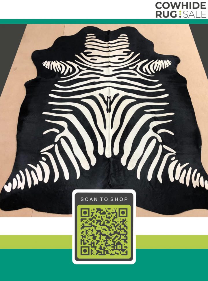 Reverse Zebra Cowhide 6′ x 7′ AP0405 COWHIDE RUG SALE