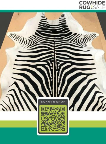 Stenciled African Zebra Cowhide 6 X 7 Feet Ap 08 08